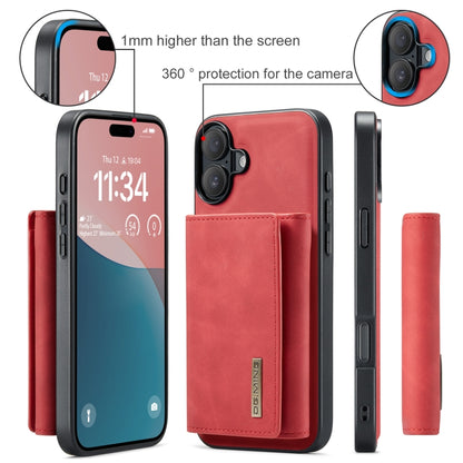 For iPhone 16 DG.MING M1 Series 3-Fold Multi Card Wallet Leather Phone Case(Red) - iPhone 16 Cases by DG.MING | Online Shopping UK | buy2fix