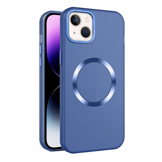 For iPhone 14 CD Texture MagSafe Frosted Translucent Phone Case(Royal Blue) - iPhone 14 Cases by buy2fix | Online Shopping UK | buy2fix