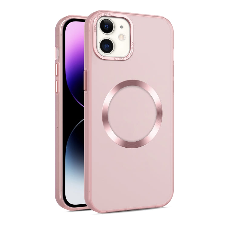 For iPhone 12 / 12 Pro CD Texture MagSafe Frosted Translucent Phone Case(Pink) - iPhone 12 / 12 Pro Cases by buy2fix | Online Shopping UK | buy2fix