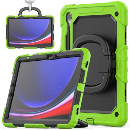 For Samsung Galaxy Tab S9 D Type Silicone Hybrid PC Tablet Case with Handle Holder(Yellow Green) - Galaxy Tab S9 Cases by buy2fix | Online Shopping UK | buy2fix