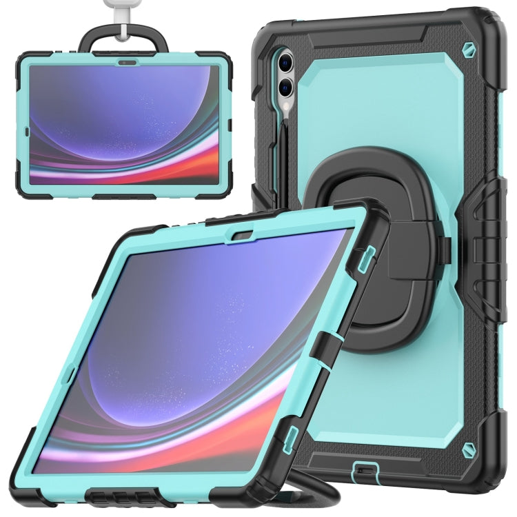 For Samsung Galaxy Tab S9+ D Type Silicone Hybrid PC Tablet Case with Handle Holder(Light Blue PC) - Galaxy Tab S9+ Cases by buy2fix | Online Shopping UK | buy2fix