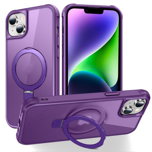 For iPhone 14 / 13 MagSafe Magnetic Holder Phone Case(Purple) - iPhone 14 Cases by buy2fix | Online Shopping UK | buy2fix