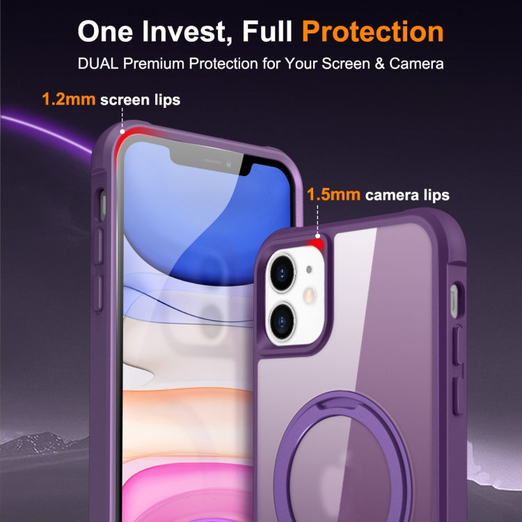 For iPhone 11 MagSafe Magnetic Rotating Holder Phone Case(Purple) - iPhone 11 Cases by buy2fix | Online Shopping UK | buy2fix