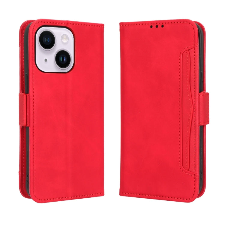 For iPhone 16 Plus Skin Feel Calf Texture Card Slots Leather Phone Case(Red) - iPhone 16 Plus Cases by buy2fix | Online Shopping UK | buy2fix