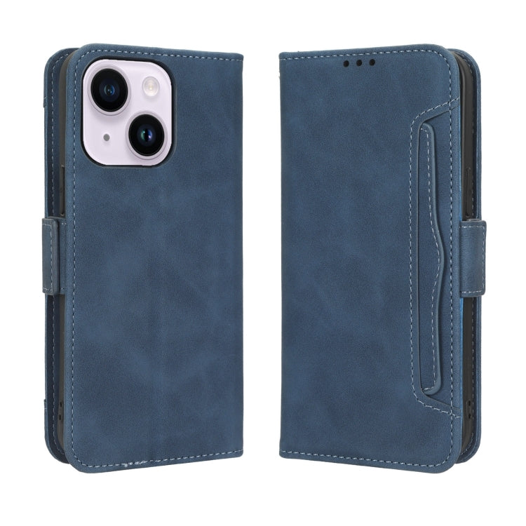 For iPhone 16 Plus Skin Feel Calf Texture Card Slots Leather Phone Case(Blue) - iPhone 16 Plus Cases by buy2fix | Online Shopping UK | buy2fix