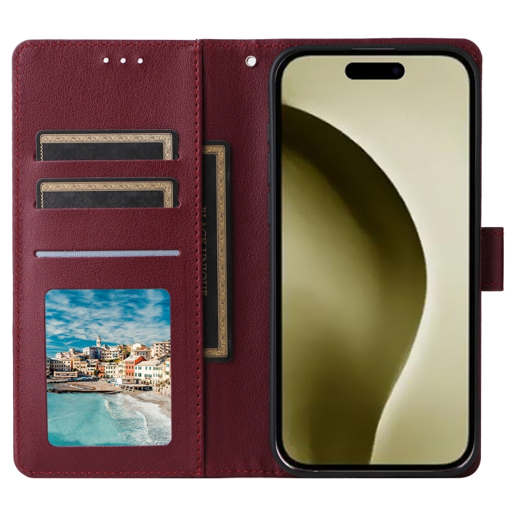 For iPhone 16 Pro Multifunctional Horizontal Flip Leather Phone Case with Three Card Slots(Wine Red) - iPhone 16 Pro Cases by buy2fix | Online Shopping UK | buy2fix