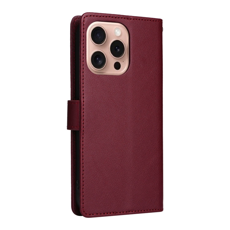 For iPhone 16 Pro Max Multifunctional Horizontal Flip Leather Phone Case with Three Card Slots(Wine Red) - iPhone 16 Pro Max Cases by buy2fix | Online Shopping UK | buy2fix