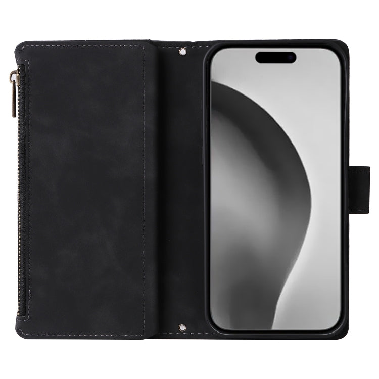 For iPhone 16 Pro Crossbody Multi-card Slot Wallet Zipper Leather Phone Case(Black) - iPhone 16 Pro Cases by buy2fix | Online Shopping UK | buy2fix