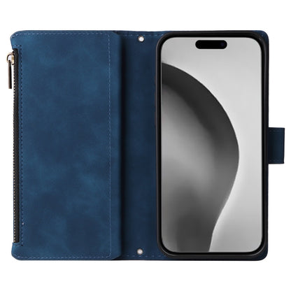 For iPhone 16 Pro Max Crossbody Multi-card Slot Wallet Zipper Leather Phone Case(Dark Blue) - iPhone 16 Pro Max Cases by buy2fix | Online Shopping UK | buy2fix