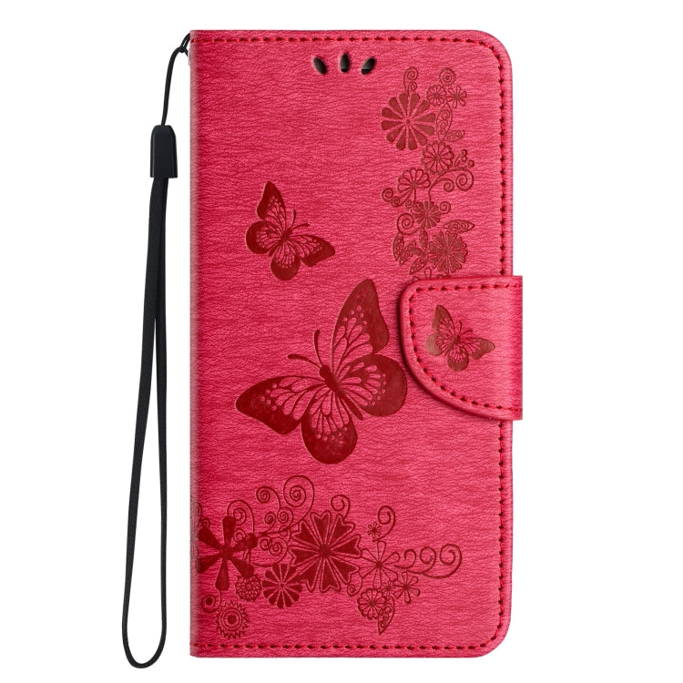 For iPhone 16 Plus Butterfly Embossed Flip Leather Phone Case(Red) - iPhone 16 Plus Cases by buy2fix | Online Shopping UK | buy2fix