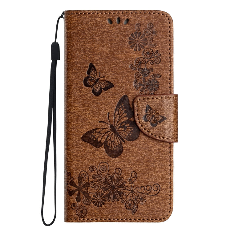 For iPhone 16 Plus Butterfly Embossed Flip Leather Phone Case(Brown) - iPhone 16 Plus Cases by buy2fix | Online Shopping UK | buy2fix