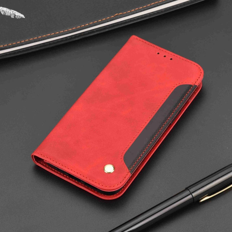 For iPhone 16 Skin Feel Splicing Leather Phone Case(Red) - iPhone 16 Cases by buy2fix | Online Shopping UK | buy2fix