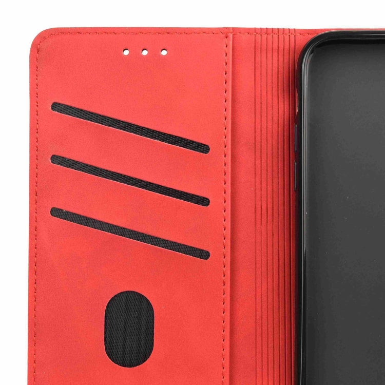 For iPhone 16 Skin Feel Splicing Leather Phone Case(Red) - iPhone 16 Cases by buy2fix | Online Shopping UK | buy2fix