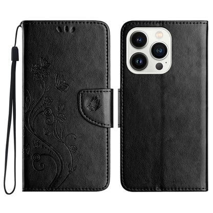 For iPhone 16 Pro Max Butterfly Flower Pattern Flip Leather Phone Case(Black) - iPhone 16 Pro Max Cases by buy2fix | Online Shopping UK | buy2fix