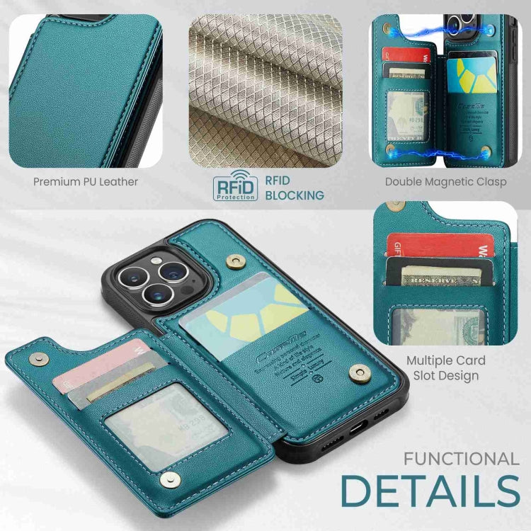 For iPhone 15 Pro Max CaseMe C22 Card Slots Holder RFID Anti-theft Phone Case(Blue Green) - iPhone 15 Pro Max Cases by CaseMe | Online Shopping UK | buy2fix