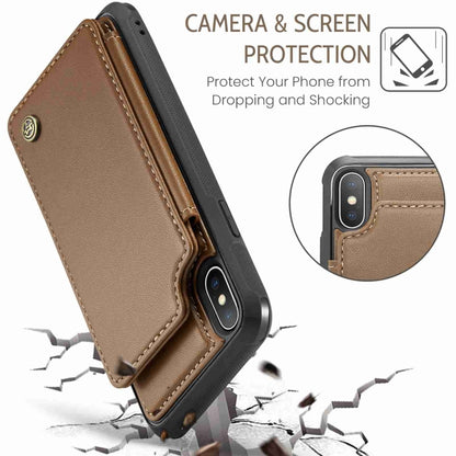 For iPhone XS Max CaseMe C22 Card Slots Holder RFID Anti-theft Phone Case(Brown) - More iPhone Cases by CaseMe | Online Shopping UK | buy2fix