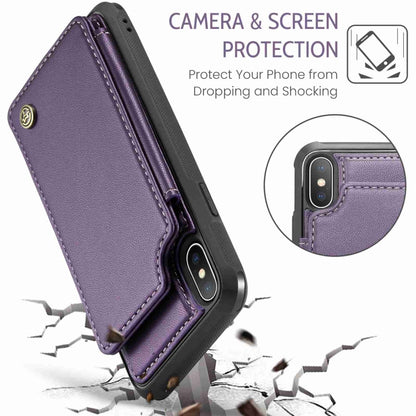 For iPhone XS Max CaseMe C22 Card Slots Holder RFID Anti-theft Phone Case(Purple) - More iPhone Cases by CaseMe | Online Shopping UK | buy2fix