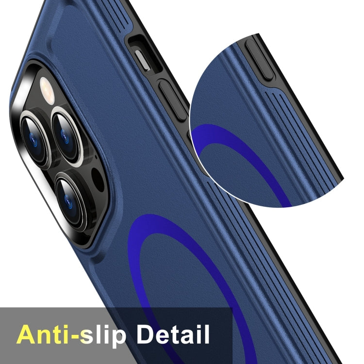 For iPhone 14 Shield Armor MagSafe TPU Hybrid PC Phone Case(Blue) - iPhone 14 Cases by buy2fix | Online Shopping UK | buy2fix