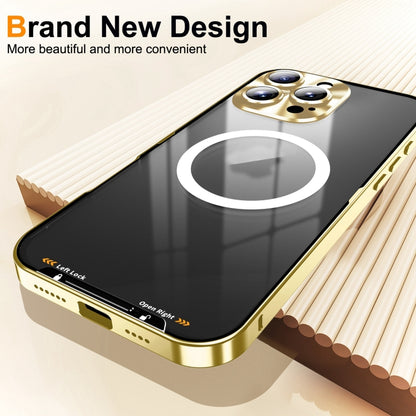 For iPhone 16 Pro Frosted MagSafe Magnetic Metal Phone Case(Gold) - iPhone 16 Pro Cases by buy2fix | Online Shopping UK | buy2fix