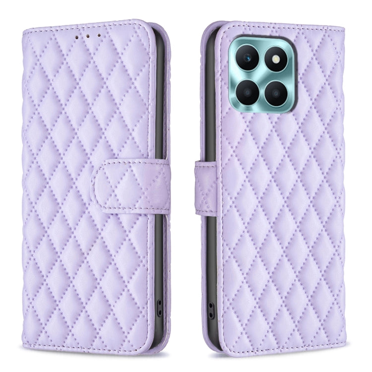 For Honor X6a Diamond Lattice Wallet Flip Leather Phone Case(Purple) - Honor Cases by buy2fix | Online Shopping UK | buy2fix