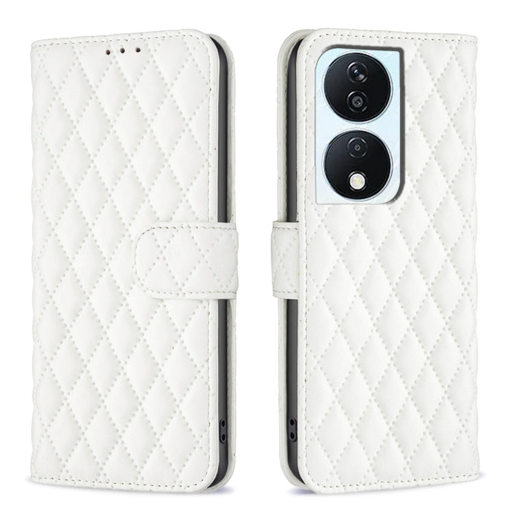 For Honor X7b Diamond Lattice Wallet Flip Leather Phone Case(White) - Honor Cases by buy2fix | Online Shopping UK | buy2fix