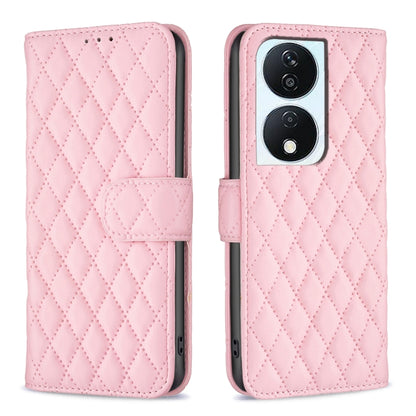 For Honor X7b Diamond Lattice Wallet Flip Leather Phone Case(Pink) - Honor Cases by buy2fix | Online Shopping UK | buy2fix