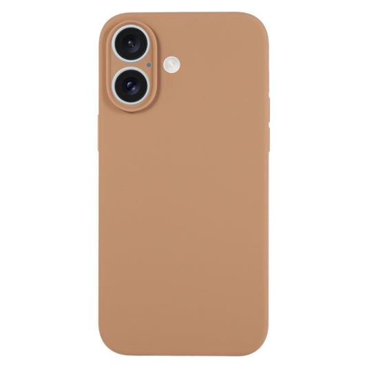 For iPhone 16 Plus Pure Color Liquid Silicone Fine Pore Phone Case(Light Brown) - iPhone 16 Plus Cases by buy2fix | Online Shopping UK | buy2fix