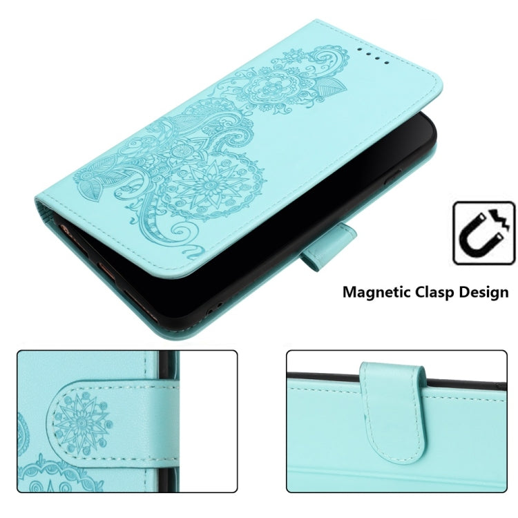 For Motorola Edge 5G 2024 Datura Flower Embossed Flip Leather Phone Case(Light Blue) - Motorola Cases by buy2fix | Online Shopping UK | buy2fix