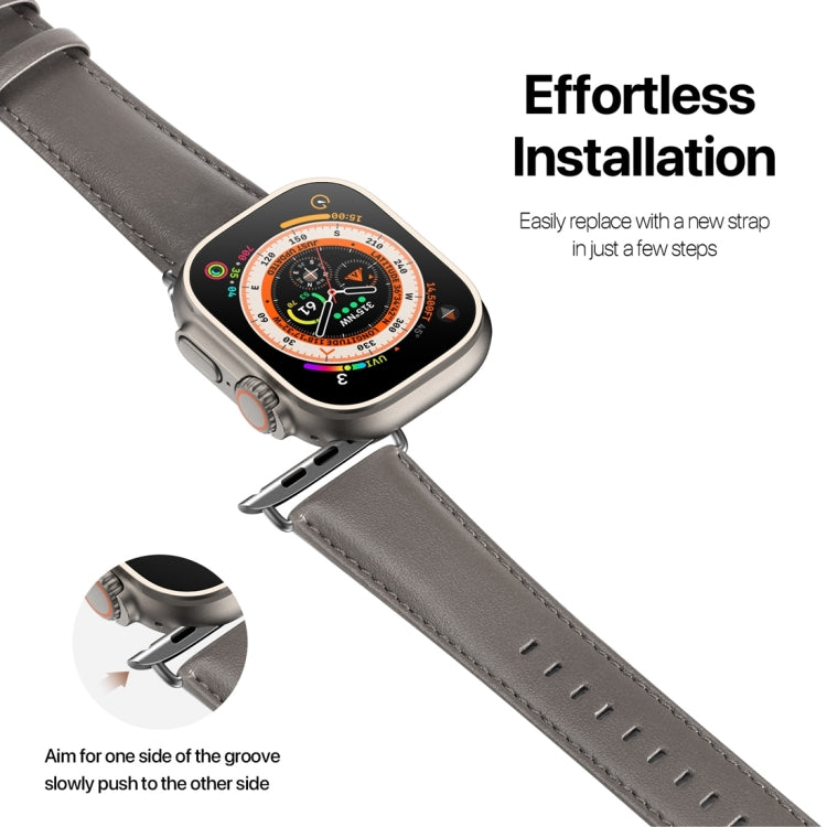 For Apple Watch Ultra 2 49mm DUX DUCIS YS Series Genuine Leather Watch Band(Grey) - Watch Bands by DUX DUCIS | Online Shopping UK | buy2fix