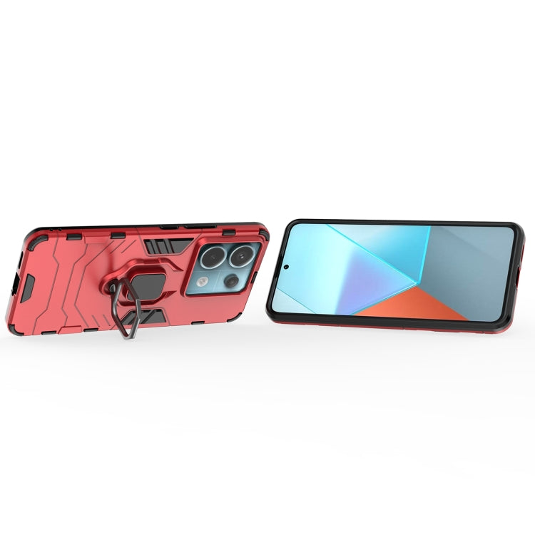 For Xiaomi Redmi Note 13 Pro Shockproof PC + TPU Holder Phone Case(Red) - Xiaomi Cases by buy2fix | Online Shopping UK | buy2fix