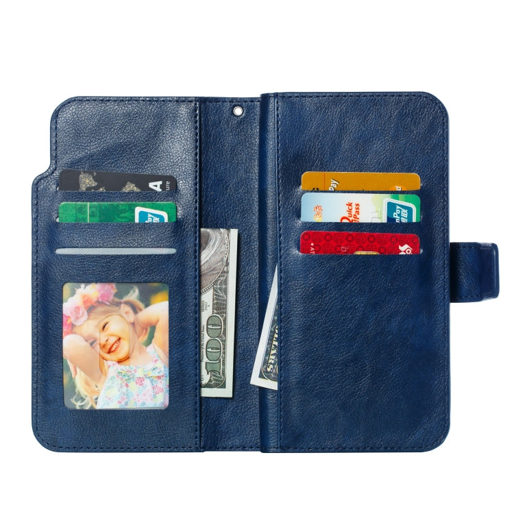 For iPhone 16 Pro Tri-Fold 9-Card Wallets Leather Phone Case(Blue) - iPhone 16 Pro Cases by buy2fix | Online Shopping UK | buy2fix