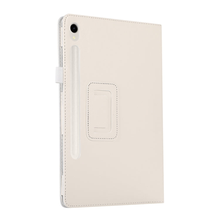 For Samsung Galaxy Tab S9 Litchi Texture Leather Tablet Case with Holder(White) - Other Galaxy Tab PC by buy2fix | Online Shopping UK | buy2fix