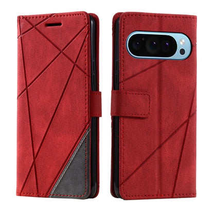 For Google Pixel 9 Pro Skin Feel Splicing Leather Phone Case(Red) - Google Cases by buy2fix | Online Shopping UK | buy2fix