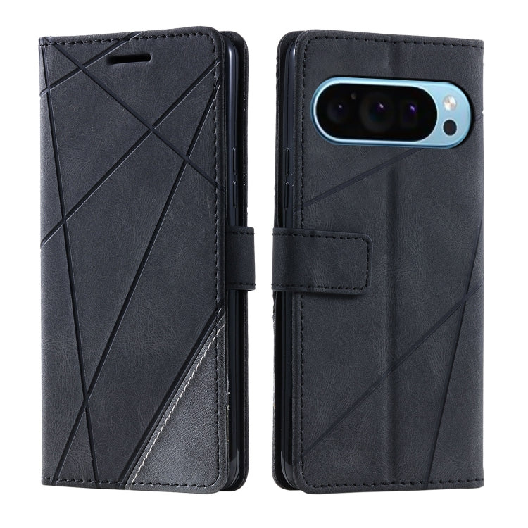 For Google Pixel 9 Pro Skin Feel Splicing Leather Phone Case(Black) - Google Cases by buy2fix | Online Shopping UK | buy2fix