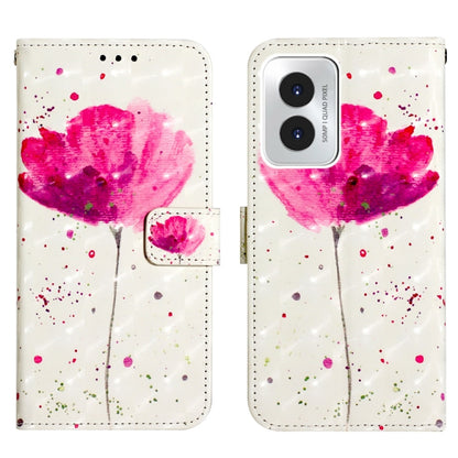 For Motorola Moto G Play 4G 2024 3D Painting Horizontal Flip Leather Phone Case(Flower) - Motorola Cases by buy2fix | Online Shopping UK | buy2fix