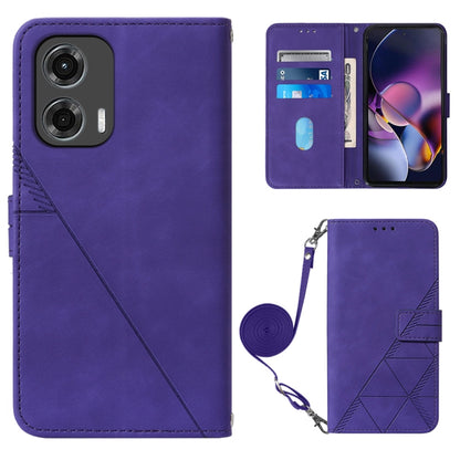 For Motorola Moto G Stylus 5G 2024 Crossbody 3D Embossed Flip Leather Phone Case(Purple) - Motorola Cases by buy2fix | Online Shopping UK | buy2fix