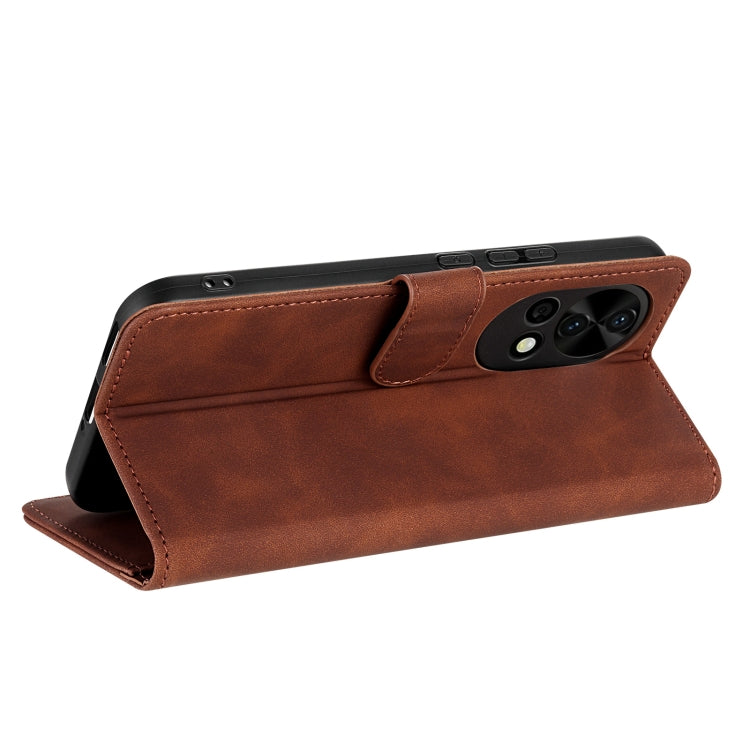 For Huawei nova 12 Pro AZNS Skin Feel Calf Texture Flip Leather Phone Case(Brown) - Huawei Cases by AZNS | Online Shopping UK | buy2fix