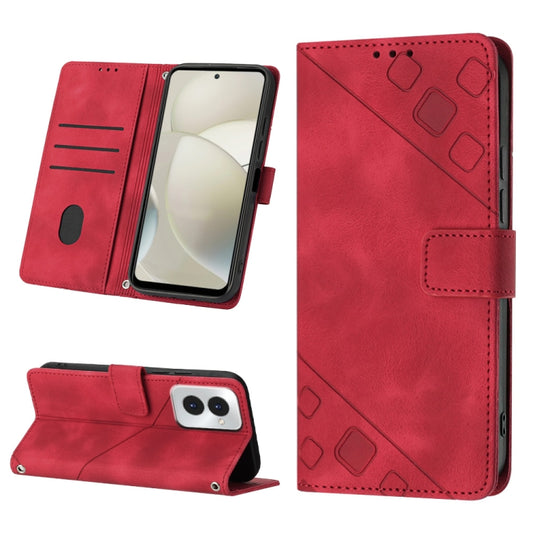 For Motorola Moto G Power 5G 2024 Skin Feel Embossed Leather Phone Case(Red) - Motorola Cases by buy2fix | Online Shopping UK | buy2fix