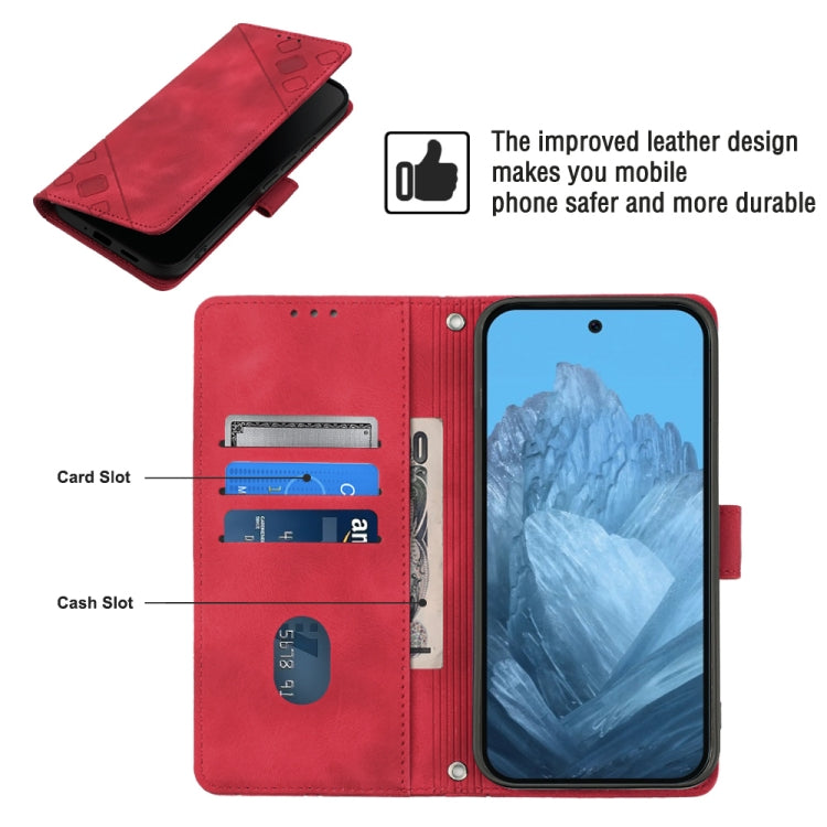 For Google Pixel 9 / 9 Pro Skin-feel Embossed Leather Phone Case(Red) - Google Cases by buy2fix | Online Shopping UK | buy2fix