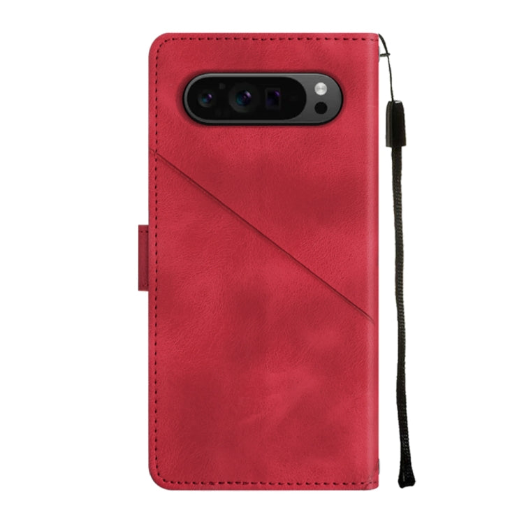 For Google Pixel 9 Pro XL Skin-feel Embossed Leather Phone Case(Red) - Google Cases by buy2fix | Online Shopping UK | buy2fix