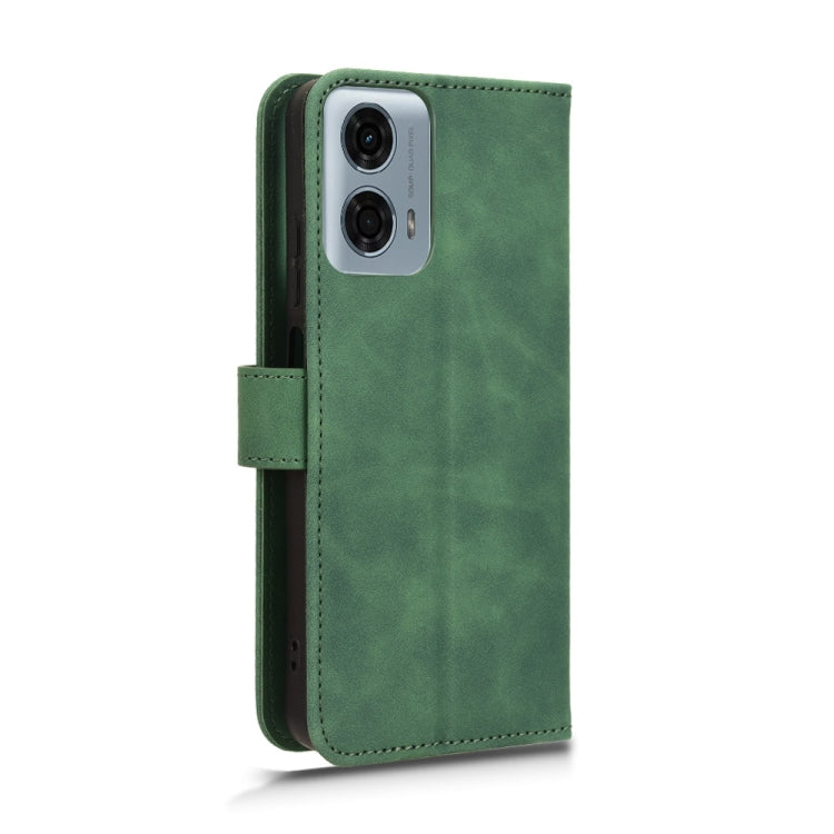 For Motorola Moto G Power 5G 2024 Skin Feel Magnetic Flip Leather Phone Case(Green) - Motorola Cases by buy2fix | Online Shopping UK | buy2fix