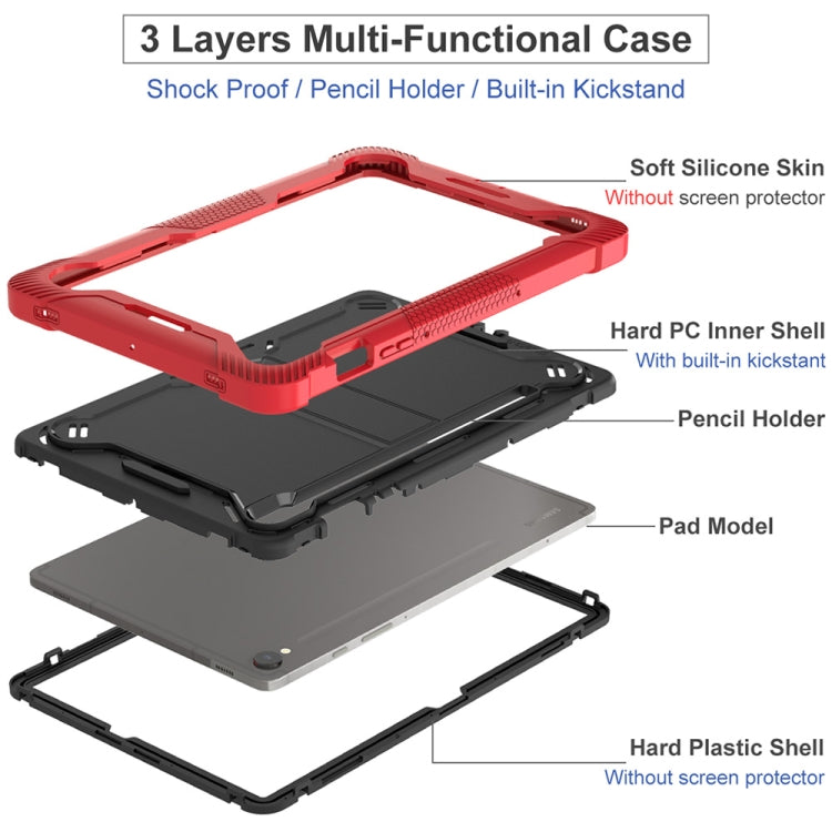 For Samsung Galaxy Tab S9 Shockproof Silicone Hybrid PC Tablet Case with Holder(Black + Red) - Galaxy Tab S9 Cases by buy2fix | Online Shopping UK | buy2fix