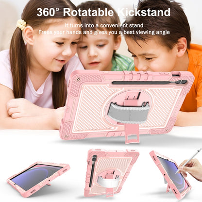 For Samsung Galaxy Tab S9+ 360 Degree Rotation PC Contrast Silicone Tablet Case(Rose Gold) - Galaxy Tab S9+ Cases by buy2fix | Online Shopping UK | buy2fix