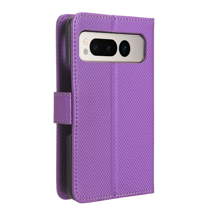 For Google Pixel Fold Diamond Texture Leather Phone Case(Purple) - Google Cases by buy2fix | Online Shopping UK | buy2fix