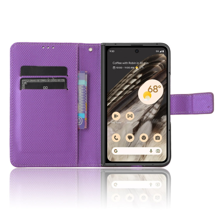 For Google Pixel Fold Diamond Texture Leather Phone Case(Purple) - Google Cases by buy2fix | Online Shopping UK | buy2fix