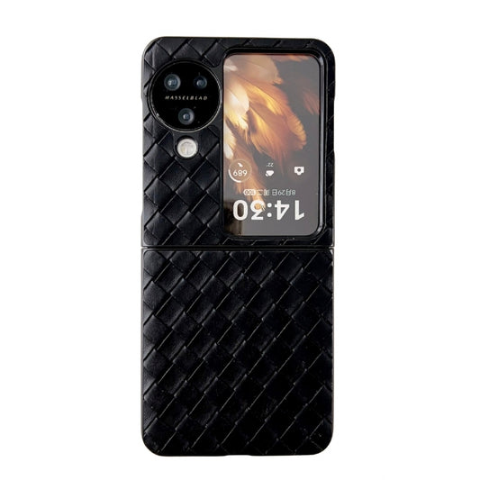 For OPPO Find N3 Flip Woven Texture Shockproof Phone Case(Black) - Find N3 Flip Cases by buy2fix | Online Shopping UK | buy2fix