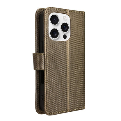 For iPhone 16 Pro Max Diamond Texture Leather Phone Case(Brown) - iPhone 16 Pro Max Cases by buy2fix | Online Shopping UK | buy2fix