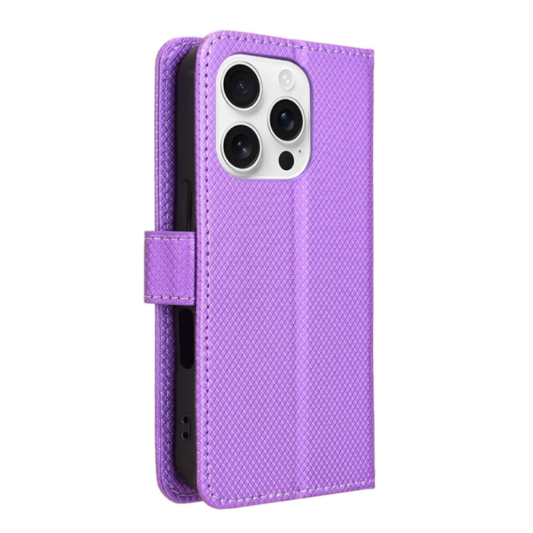 For iPhone 16 Pro Diamond Texture Leather Phone Case(Purple) - iPhone 16 Pro Cases by buy2fix | Online Shopping UK | buy2fix