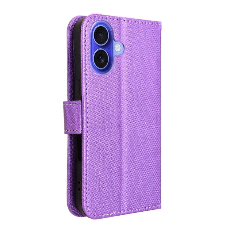 For iPhone 16 Plus Diamond Texture Leather Phone Case(Purple) - iPhone 16 Plus Cases by buy2fix | Online Shopping UK | buy2fix