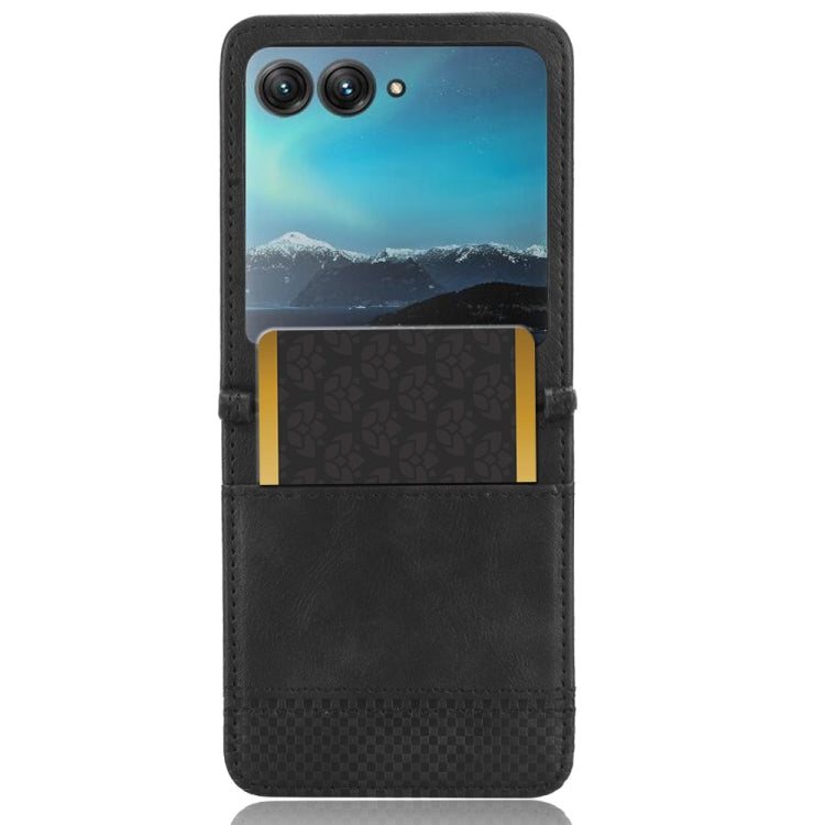 For Motorola Razr 40 Ultra Retro Texture Leather Phone Case(Black) - Motorola Cases by buy2fix | Online Shopping UK | buy2fix